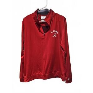 Alabama Crimson Tide 1/4 Zip Pullover Red & Gray Long Sleeve Champion Men's M
